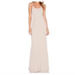 HELENA QUINN beige silk maxi dress sz XS